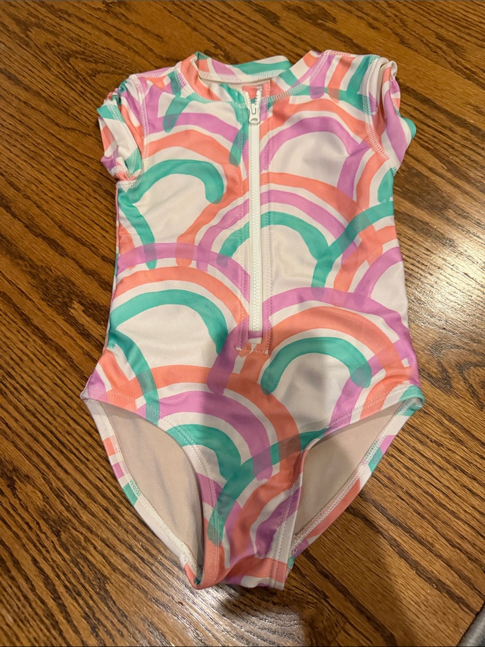 Tea Collection Girls' Short Sleeve Rashguard Swimsuit in Mint, Coral & Lilac